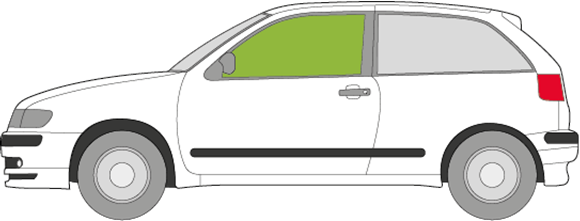 Afbeelding van Zijruit links Seat Ibiza 3 deurs