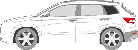 Afbeelding van Zijruit links Skoda Karoq (DONKERE RUIT)