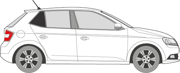 Afbeelding van Zijruit rechts Skoda Fabia 5 deurs (DONKERE RUIT)