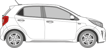 Afbeelding van Zijruit rechts Kia Picanto 5 deurs (DONKERE RUIT)