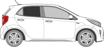 Afbeelding van Zijruit rechts Kia Picanto 5 deurs (DONKERE RUIT)