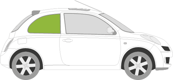 Afbeelding van Zijruit rechts Nissan Micra 3 deurs