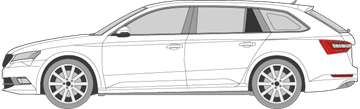 Afbeelding van Zijruit links Skoda Superb break (DONKERE RUIT)