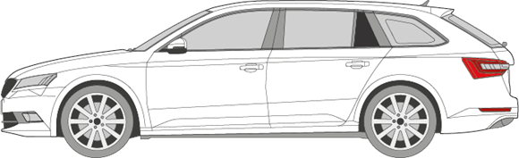 Afbeelding van Zijruit links Skoda Superb break (DONKERE RUIT)