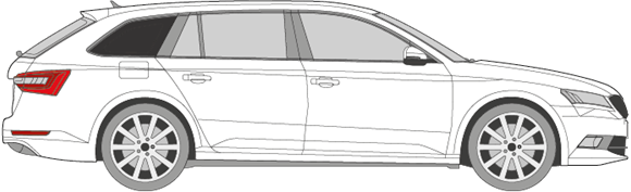 Afbeelding van Zijruit rechts Skoda Superb break (DONKERE RUIT)