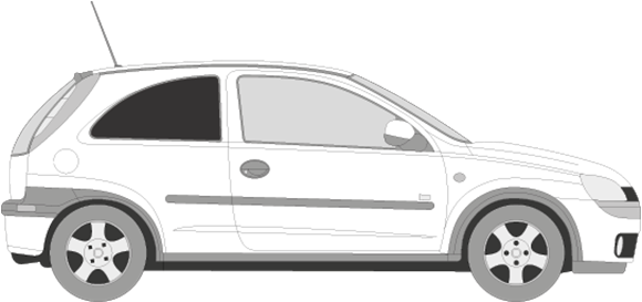 Afbeelding van Zijruit rechts Opel Corsa 3 deurs (DONKERE RUIT)