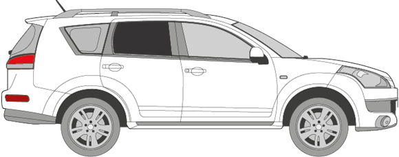 Afbeelding van Zijruit rechts Citroën C-crosser (DONKERE RUIT) 