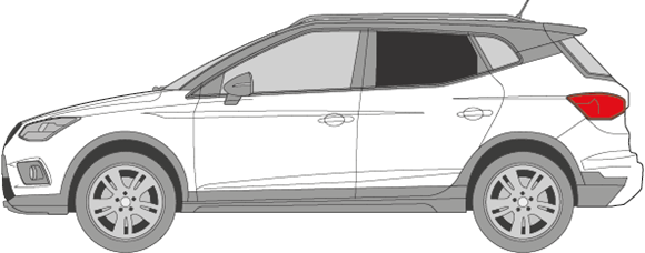 Afbeelding van Zijruit links Seat Arona (DONKERE RUIT)