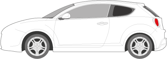 Afbeelding van Zijruit links Alfa Romeo Mito (DONKERE RUIT) 