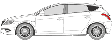 Afbeelding van Zijruit links Lancia Delta 5 deurs (DONKERE RUIT)