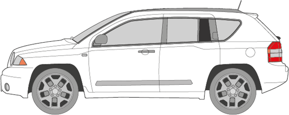 Afbeelding van Zijruit links Jeep Compass (DONKERE RUIT)