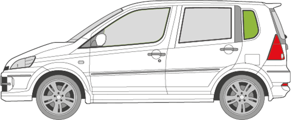 Afbeelding van Zijruit links Daihatsu YRV