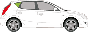 Afbeelding van Zijruit rechts Hyundai i30 5 deurs