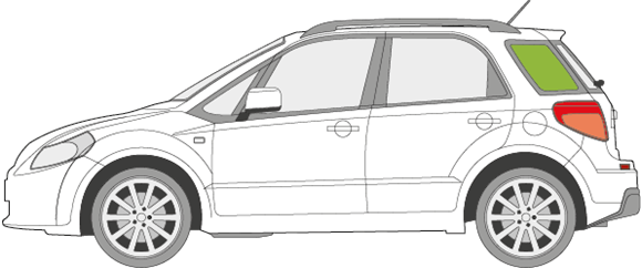 Afbeelding van Zijruit links Suzuki SX4 5 deurs