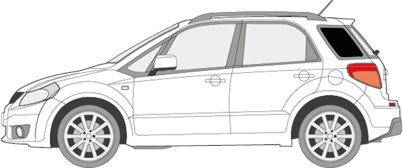 Afbeelding van Zijruit links Suzuki SX4 5 deurs (DONKERE RUIT)