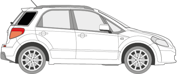 Afbeelding van Zijruit rechts Suzuki SX4 5 deurs (DONKERE RUIT)