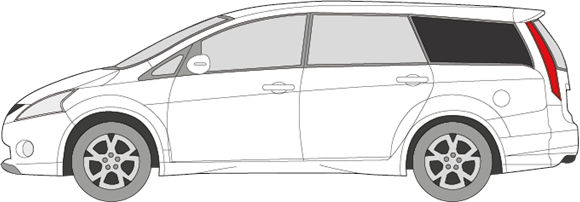 Afbeelding van Zijruit links Mitsubishi Grandis (DONKERE RUIT) 