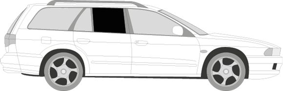 Afbeelding van Zijruit rechts Mitsubushi Galant break (DONKERE RUIT)