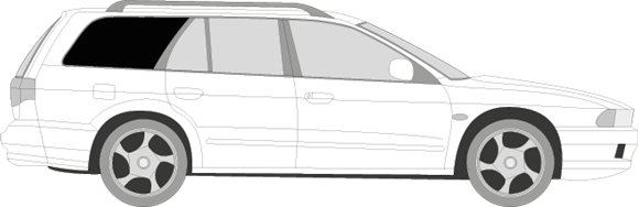 Afbeelding van Zijruit rechts Mitsubushi Galant break (DONKERE RUIT)