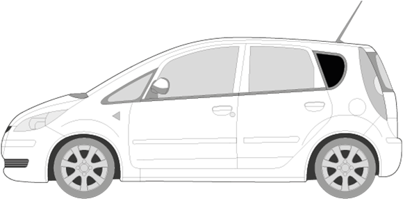 Afbeelding van Zijruit links Mitsubishi Colt 5 deurs (DONKERE RUIT)