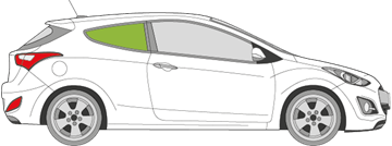 Afbeelding van Zijruit rechts Hyundai i30 3 deurs 