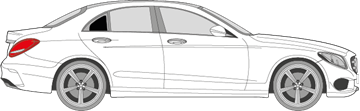 Afbeelding van Zijruit rechts Mercedes C-klasse sedan (DONKERE RUIT) 