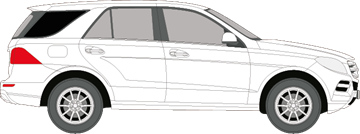 Afbeelding van Zijruit rechts Mercedes M-klasse (DONKERE RUIT)