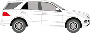 Afbeelding van Zijruit rechts Mercedes M-klasse (DONKERE RUIT)