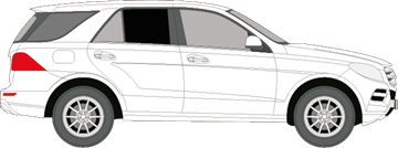 Afbeelding van Zijruit rechts Mercedes M-klasse (DONKERE RUIT)