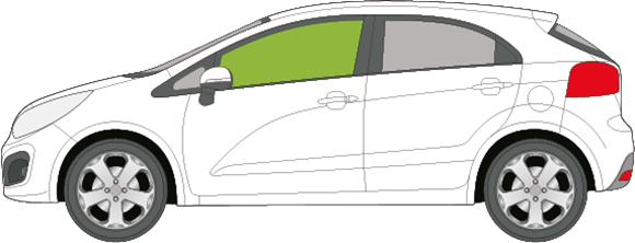 Afbeelding van Zijruit links Kia Rio 5 deurs 