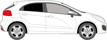 Afbeelding van Zijruit rechts Kia Rio 5 deurs (DONKERE RUIT) 