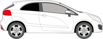 Afbeelding van Zijruit rechts Kia Rio 3 deurs (DONKERE RUIT) 