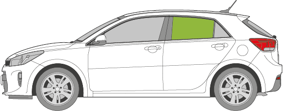 Afbeelding van Zijruit links Kia Rio 5 deurs  