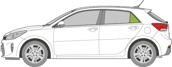 Afbeelding van Zijruit links Kia Rio 5 deurs  