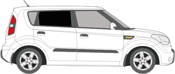 Afbeelding van Zijruit rechts Kia Soul (DONKERE RUIT)
