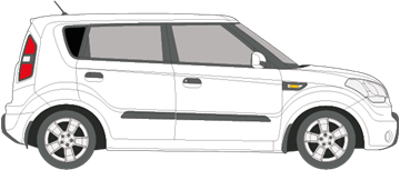 Afbeelding van Zijruit rechts Kia Soul (DONKERE RUIT)