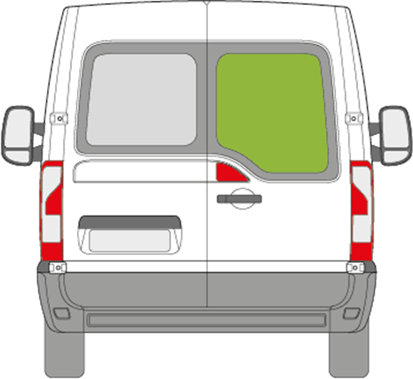 Afbeelding van Achterruit rechts Nissan NV400 met ontdooiing