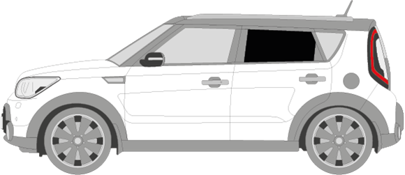 Afbeelding van Zijruit links Kia Soul (DONKERE RUIT)