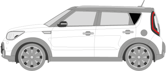 Afbeelding van Zijruit links Kia Soul (DONKERE RUIT)