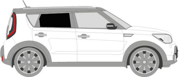 Afbeelding van Zijruit rechts Kia Soul (DONKERE RUIT)