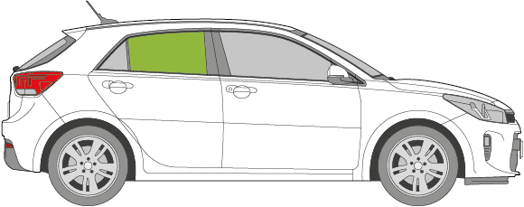 Afbeelding van Zijruit rechts Kia Rio 5 deurs  