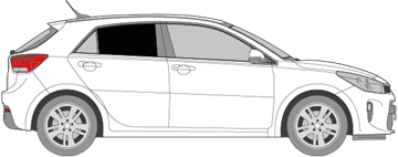 Afbeelding van Zijruit rechts Kia Rio 5 deurs (DONKERE RUIT)  