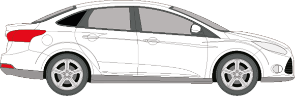 Afbeelding van Zijruit rechts Ford Focus sedan (zwarte lijst)(DONKERE RUIT)