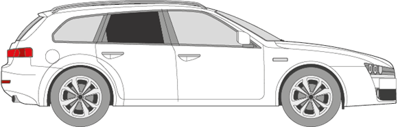 Afbeelding van Zijruit rechts Alfa Romeo 159 break (DONKERE RUIT)