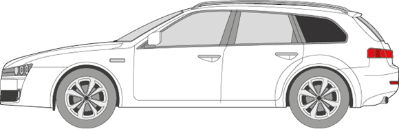 Afbeelding van Zijruit links Alfa Romeo 159 break (DONKERE RUIT)