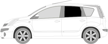 Afbeelding van Zijruit links Nissan Note (DONKERE RUIT)
