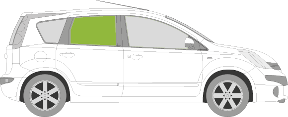 Afbeelding van Zijruit rechts Nissan Note