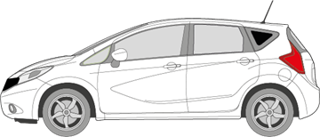Afbeelding van Zijruit links Nissan Note (DONKERE RUIT) 