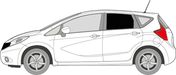 Afbeelding van Zijruit links Nissan Note (DONKERE RUIT)