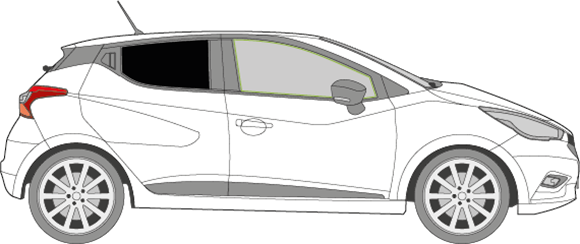 Afbeelding van Zijruit rechts Nissan Micra (DONKERE RUIT)